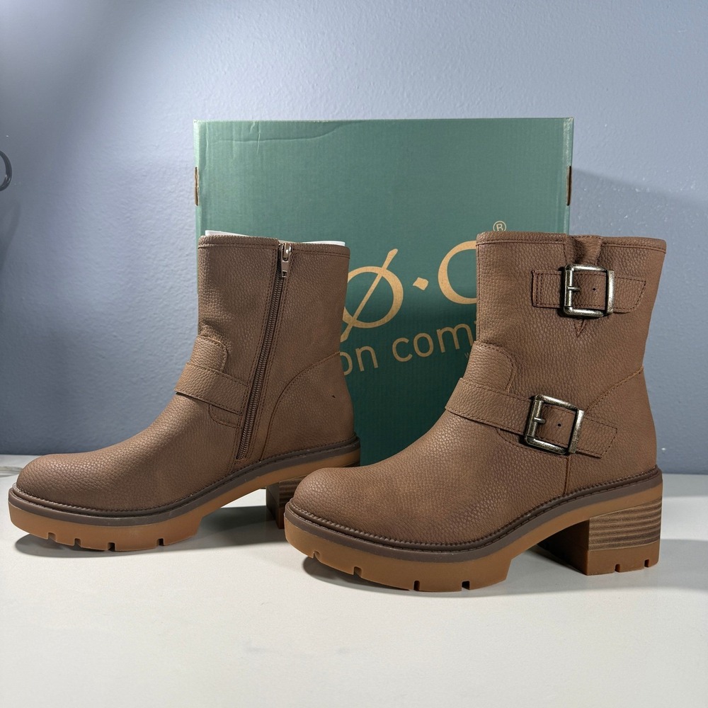 B.O.C. by Born Monika Platform Bootie Brown Women‎ Lug Sole Block Heel Size 7.5